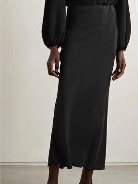 MATTEAU Black Silk Midi Skirt, size 4
